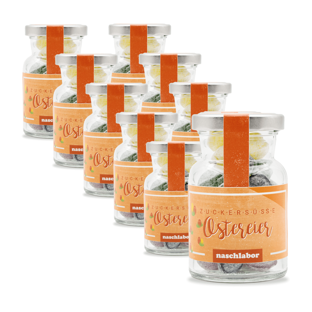 Bonbons im Geschenkglas Zuckersüße Ostereier - Großverpackung (VE mit 10 Gläsern)