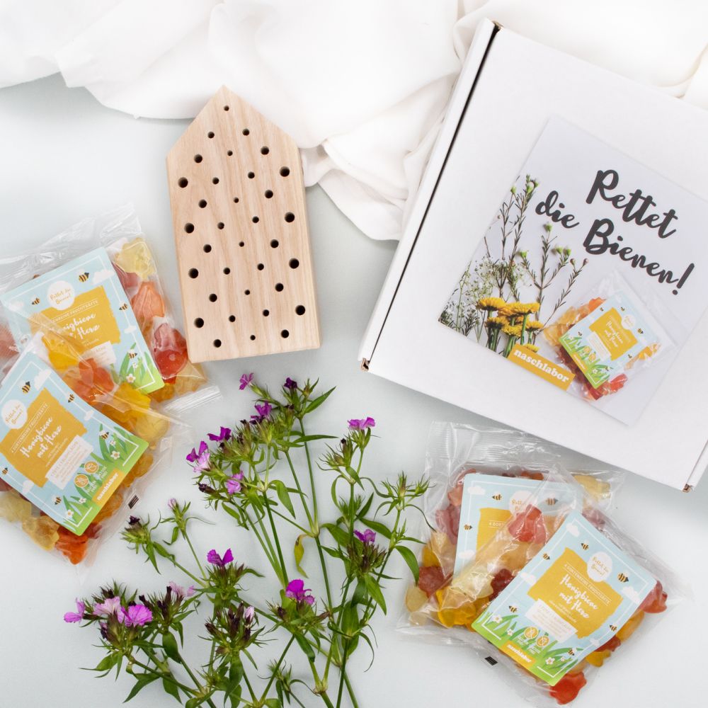 Fruchtgummi Honigbienen Box + Nistblock