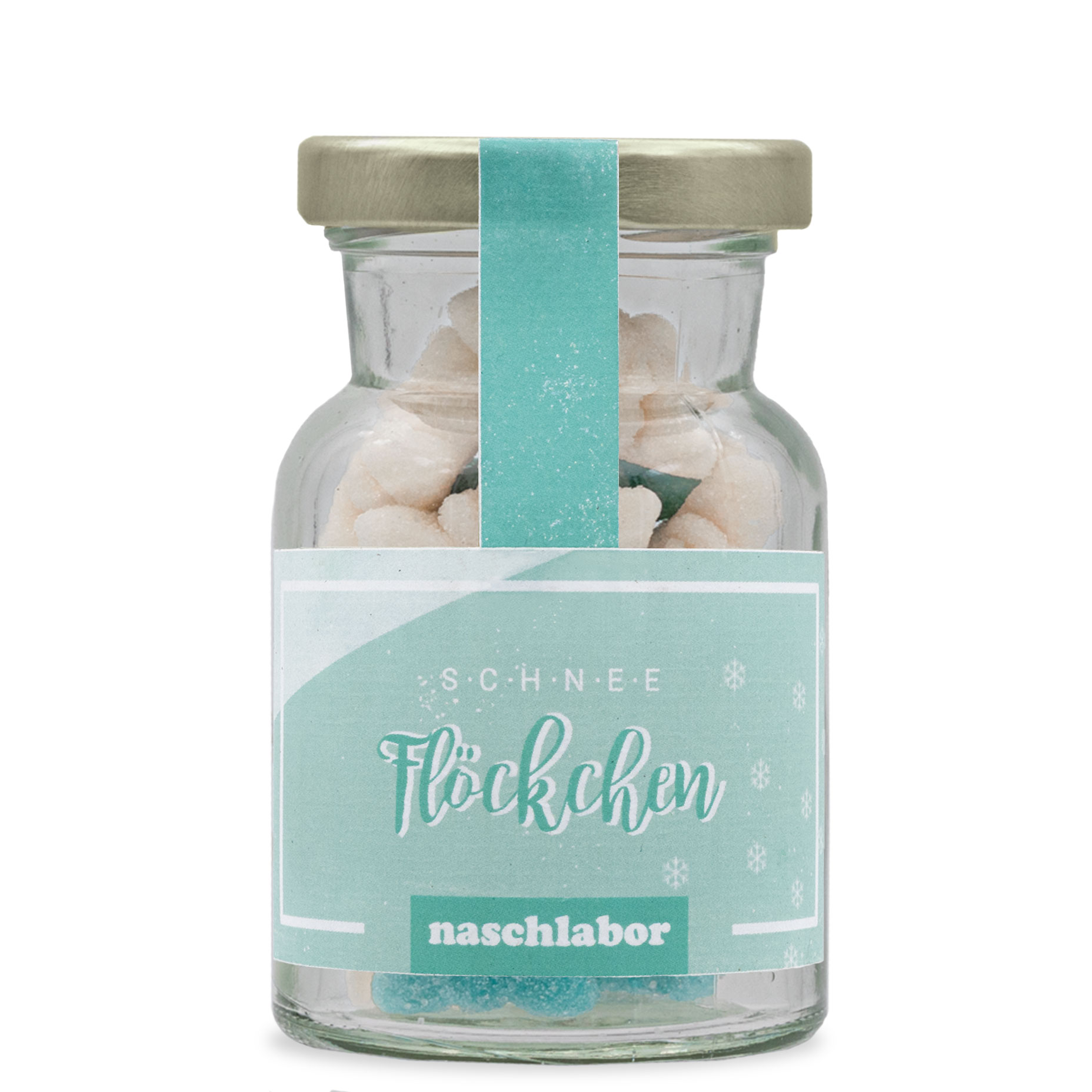 Schneeflöckchen Marshmallows im Geschenkglas 