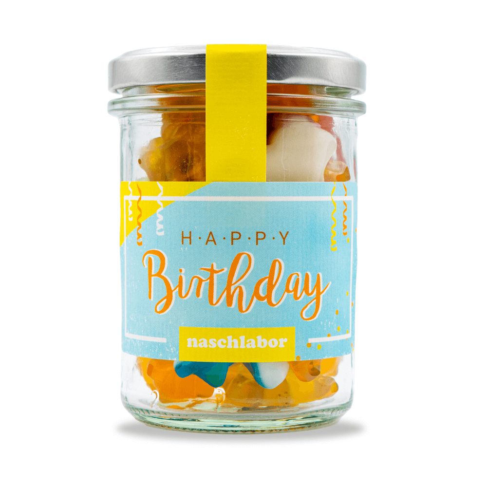 Fruchtgummi Geschenkglas Happy Birthday (klein)